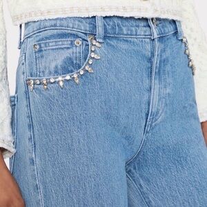 MILLY Hali Crystal Embellished Skinny Jeans In Neutrals Like New Size 27